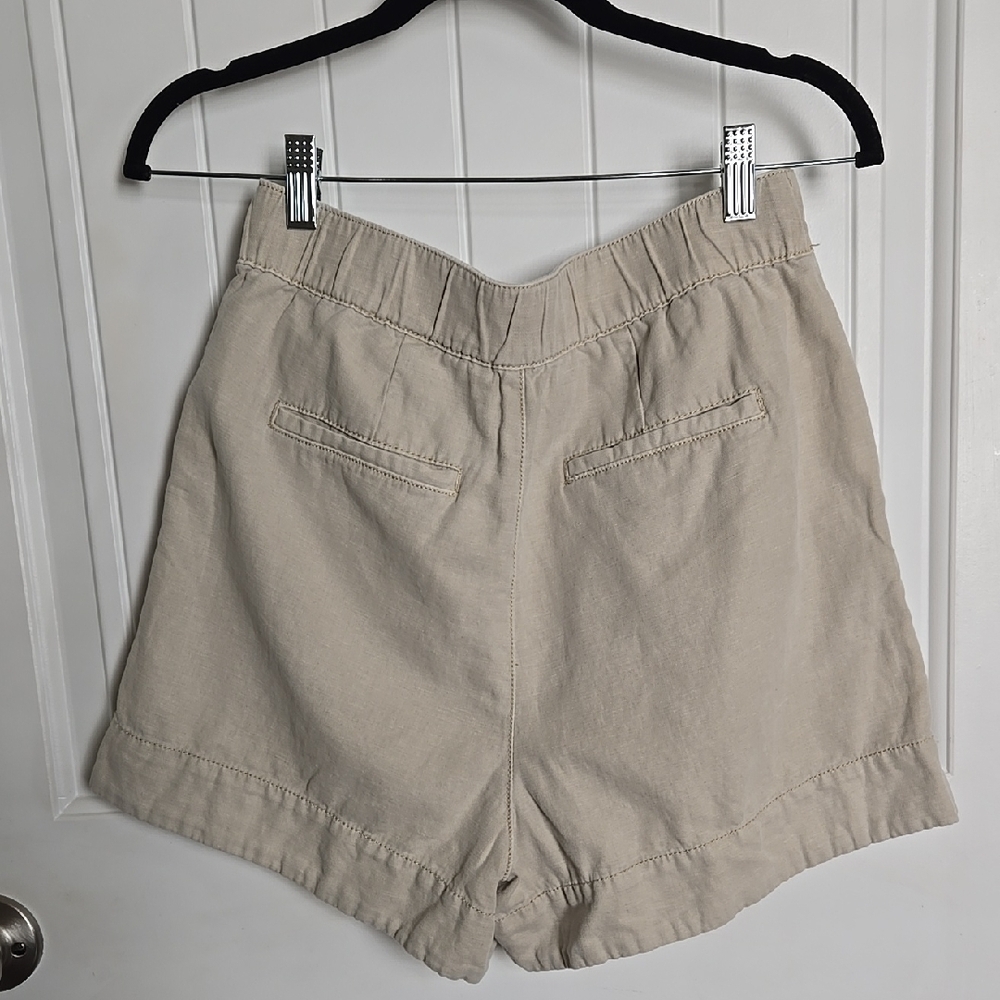 Joie Khaki Cotton Linen Pleated Shorts Women's XS Neutral Summer Classic Preppy - Picture 4 of 6